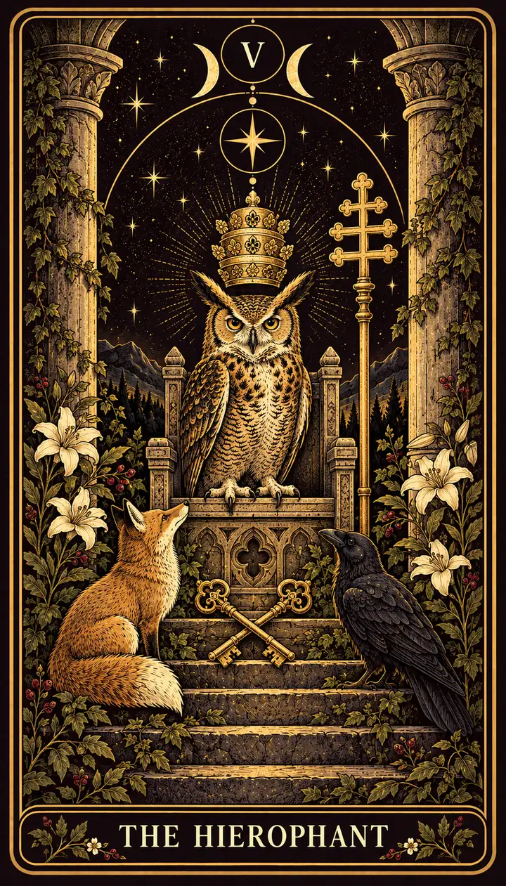 The Hierophant from the Gilded Garden deck