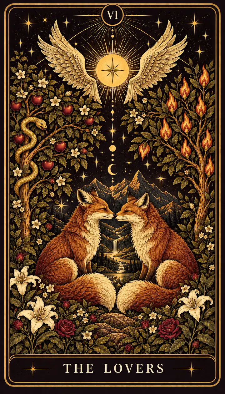 The Lovers from the Gilded Garden deck