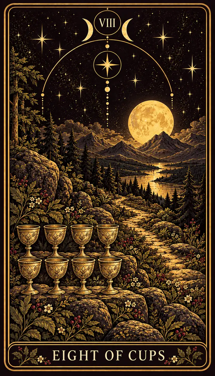 Eight of Cups from the Gilded Garden deck