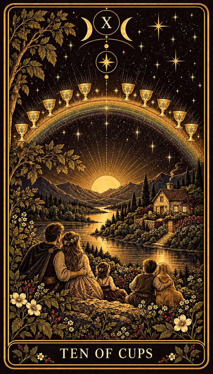 Ten of Cups from the Gilded Garden deck