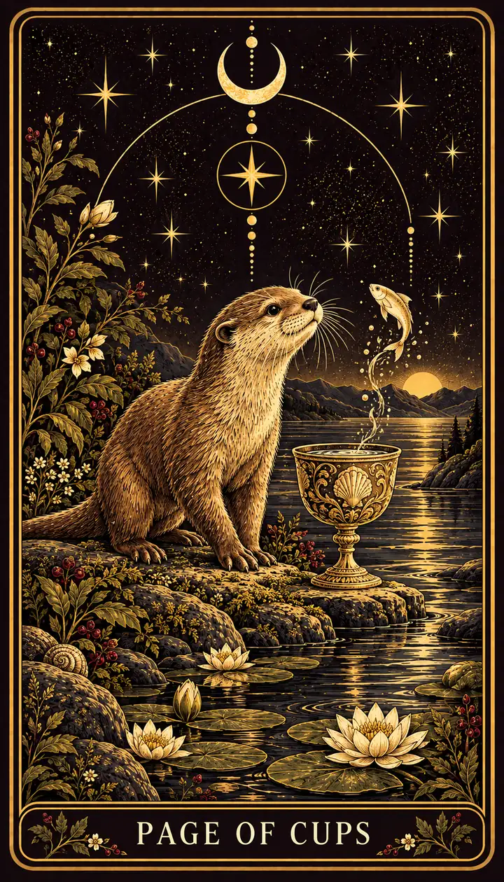 Page of Cups from the Gilded Garden deck