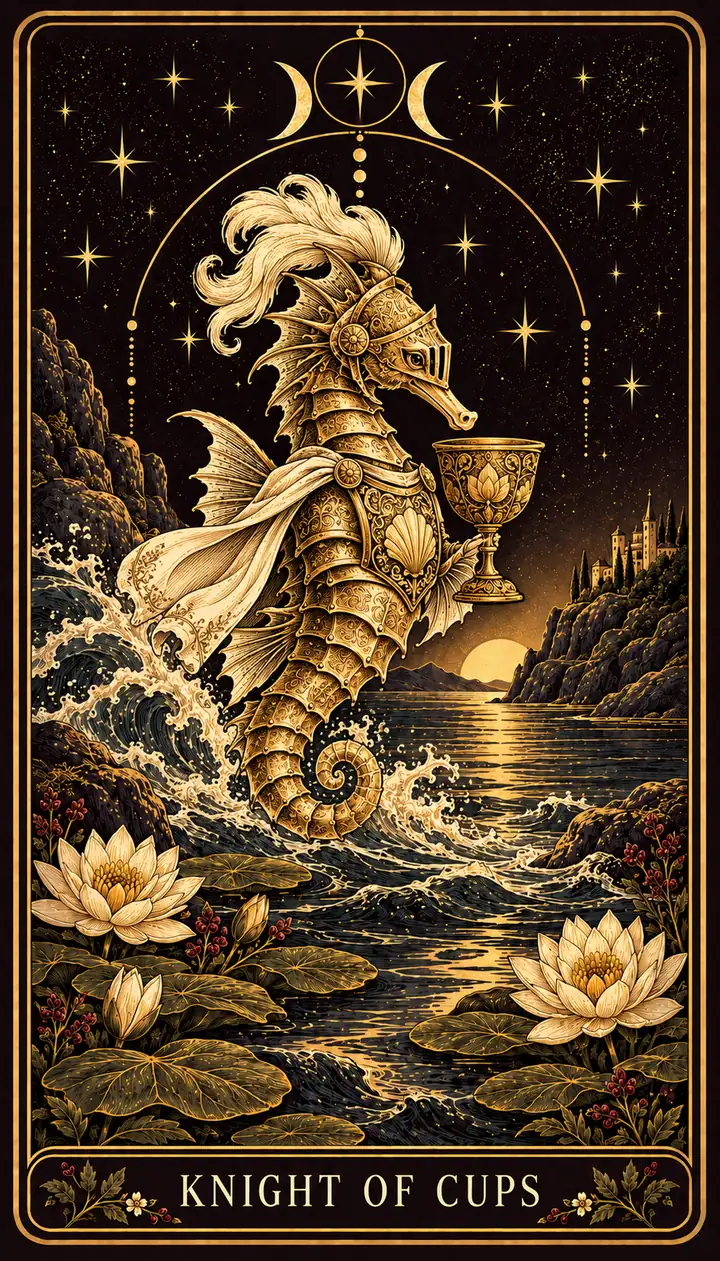 Knight of Cups from the Gilded Garden deck