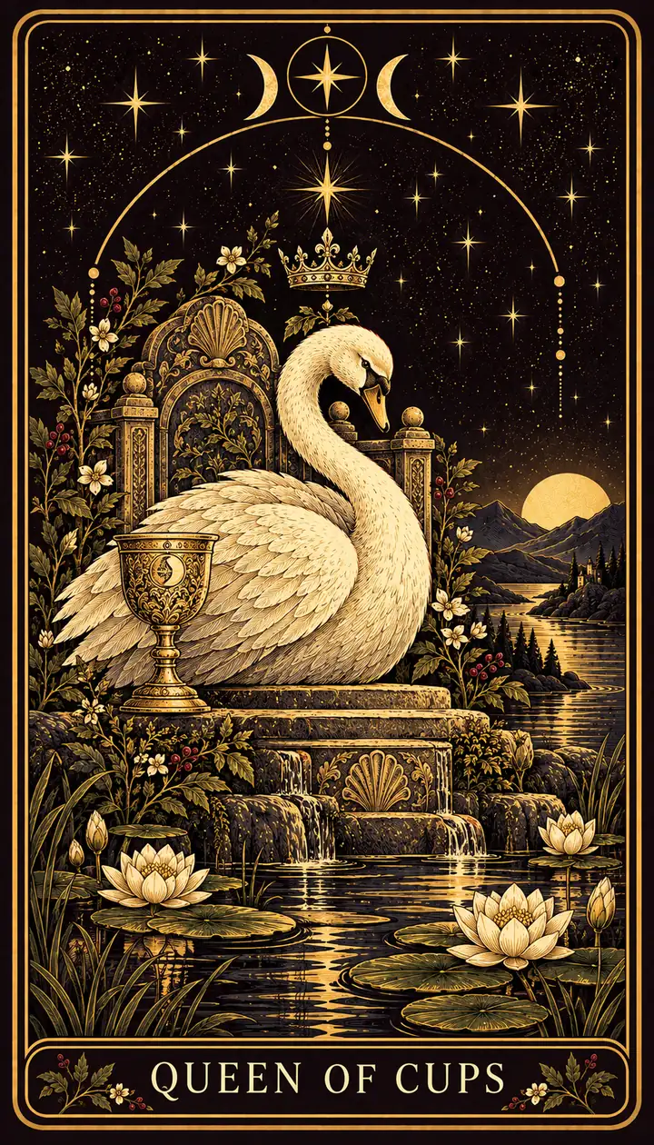 Queen of Cups from the Gilded Garden deck