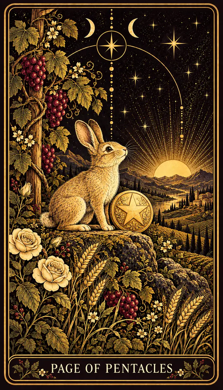 Page of Pentacles from the Gilded Garden deck