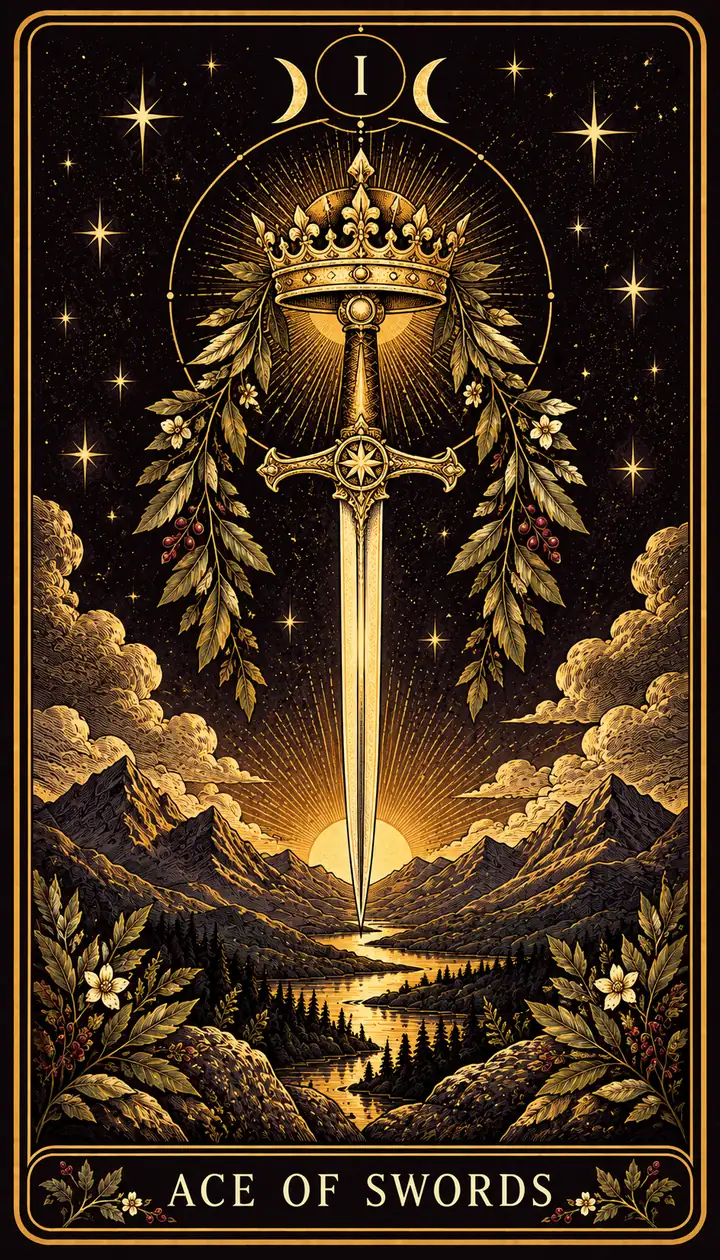 Ace of Swords from the Gilded Garden deck
