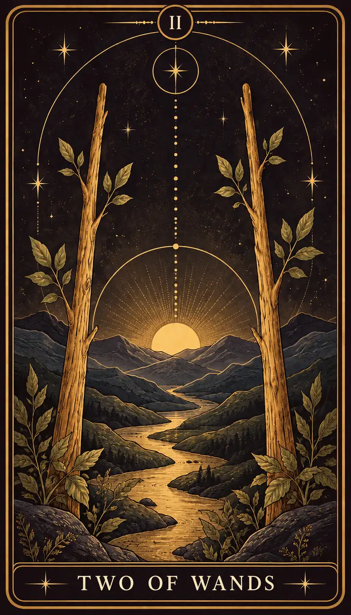 Two of Wands from the Gilded Garden deck