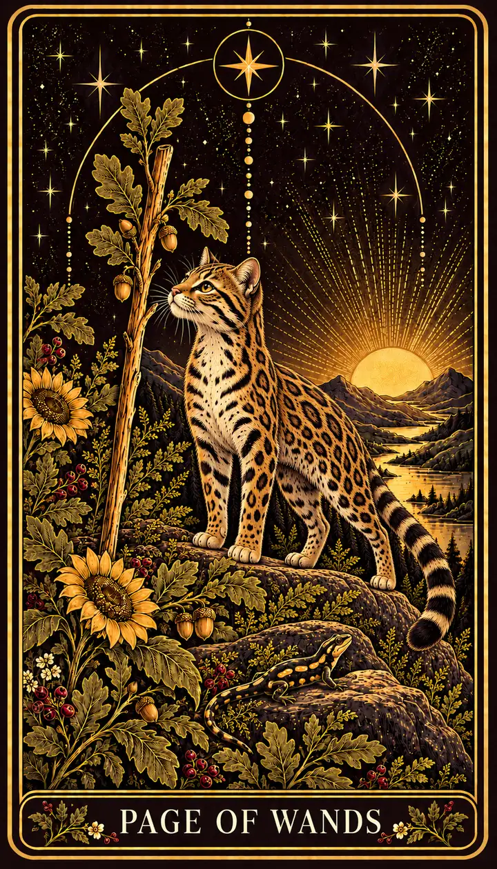 Page of Wands from the Gilded Garden deck