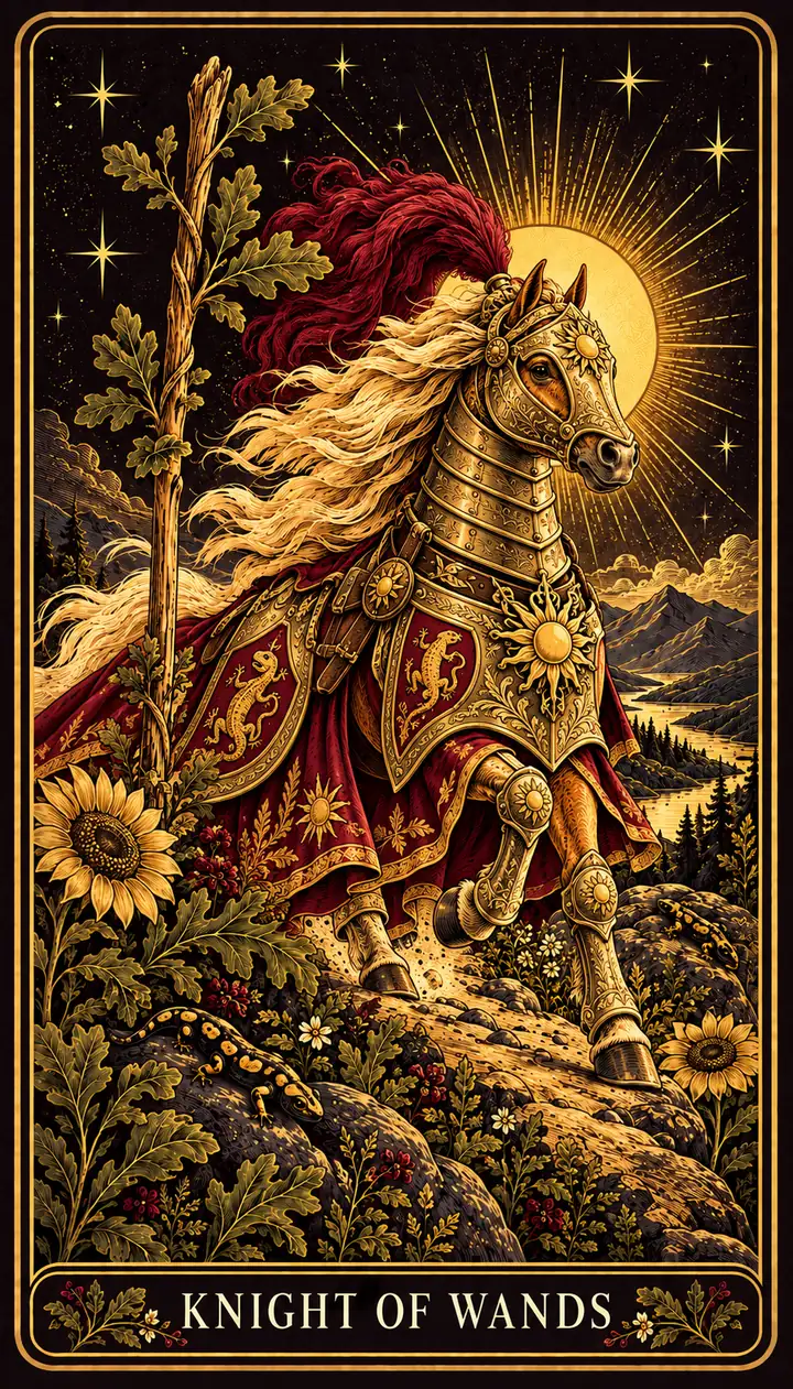 Knight of Wands from the Gilded Garden deck